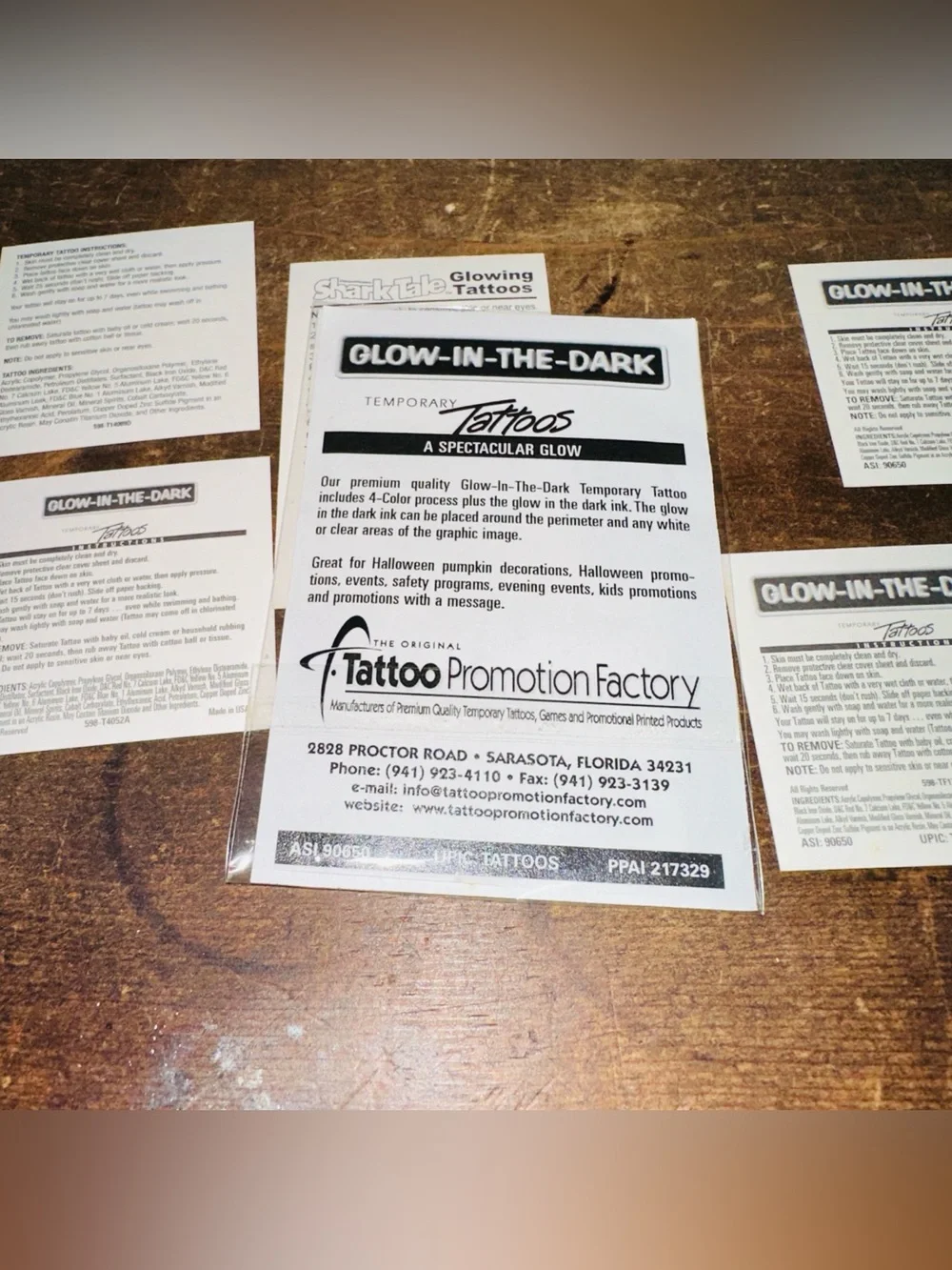 Vintage Promotional Temporary Glow in the Dark Halloween Tattoo Pack